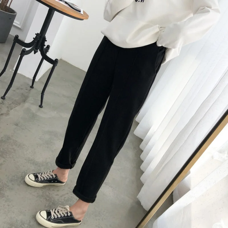 Warm Thicken Winter Women Suit Pants Elastic Waist Women Pencil Pants Office Ladies Long Pants Elegant Women Trousers