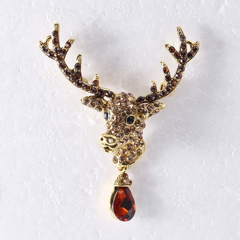 Cute Classic Style Pin Santa Claus Snowflake Elk Alloy Enamel Inlay Rhinestones Unisex Brooches