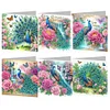 (US Local)6Pcs Peacock Painting Greeting Card Rhinestone Painting Card Kit for Party Favor