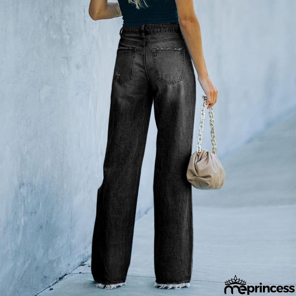 New Casual Jeans Wide Leg Pants with Holes