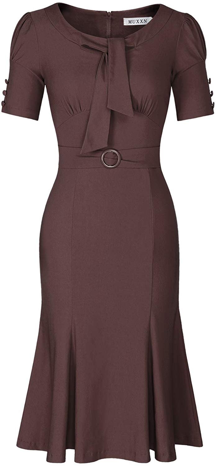 Women's Retro 1950s Style Short Sleeve Formal Mermaid Dress
