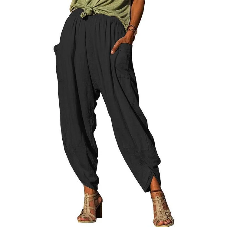 Trackpodssl Summer New Women's Personality Loose Cotton and Linen Pants
