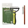 2In1 Pet Grooming Rake Anti-Slip Handle Double-Sided Deshedding Comb Multi-Purpose Extra-Wide Dog Grooming Brush for Detangling Deshedding Brushing/Thinning
