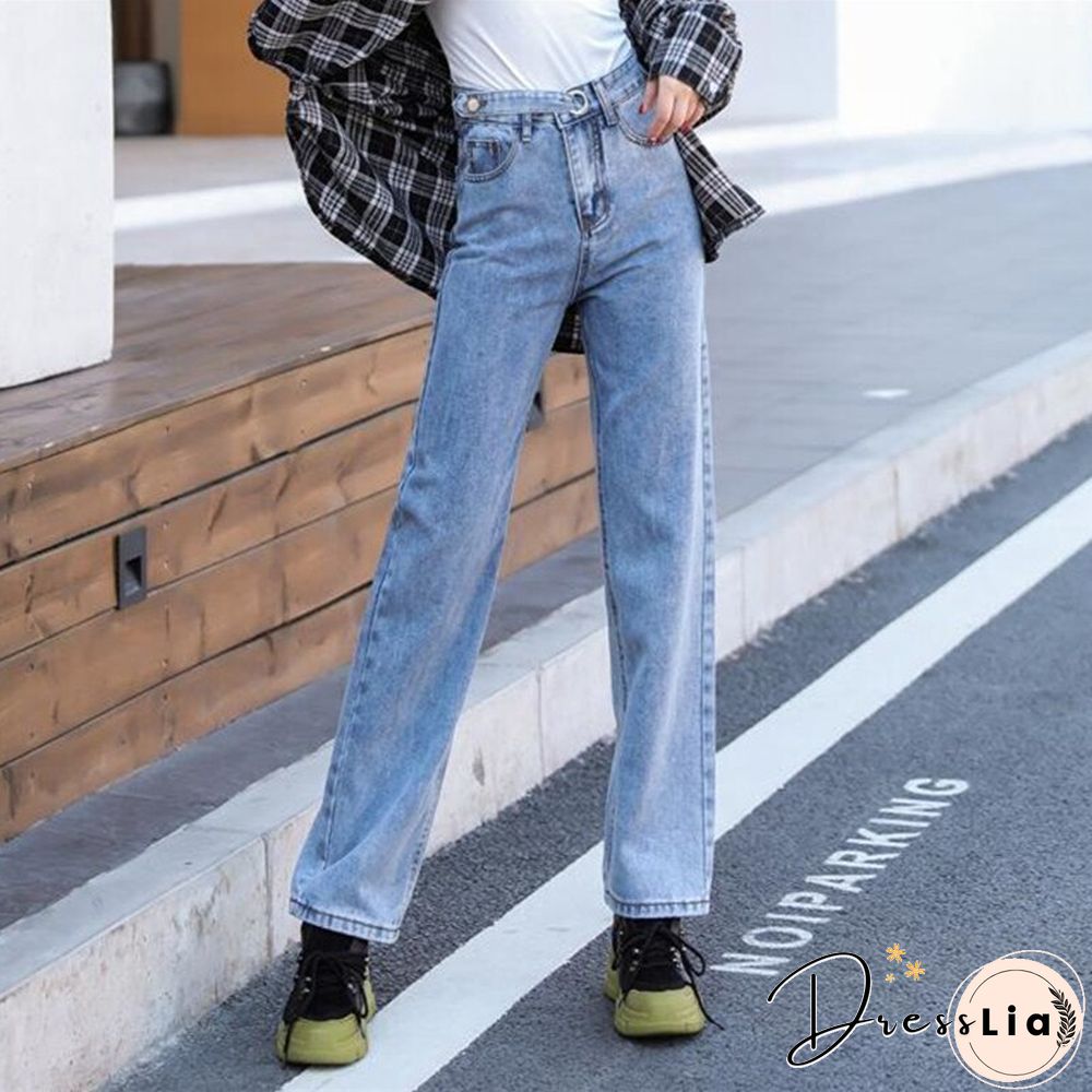 Woman Jeans High Waist Clothes Wide Leg Denim Clothing Blue Streetwear Vintage Quality Fashion Harajuku Straight Pants