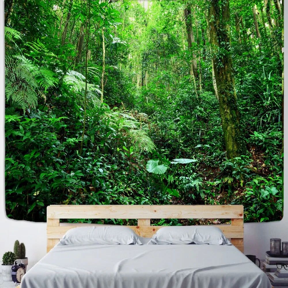 Hot Sale Forest Tapestry Woods Hanging Cloth River And Bridge Background Cloth Tapestry Home Decoration