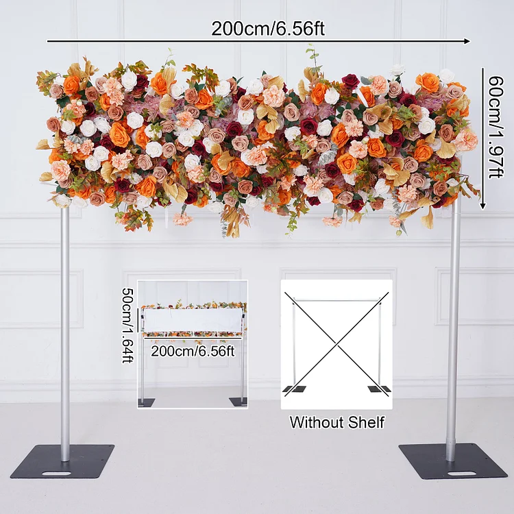 A8779 Autumn Coffee Cloth Base Flower Row Decor Wedding Backdrop Square Frame