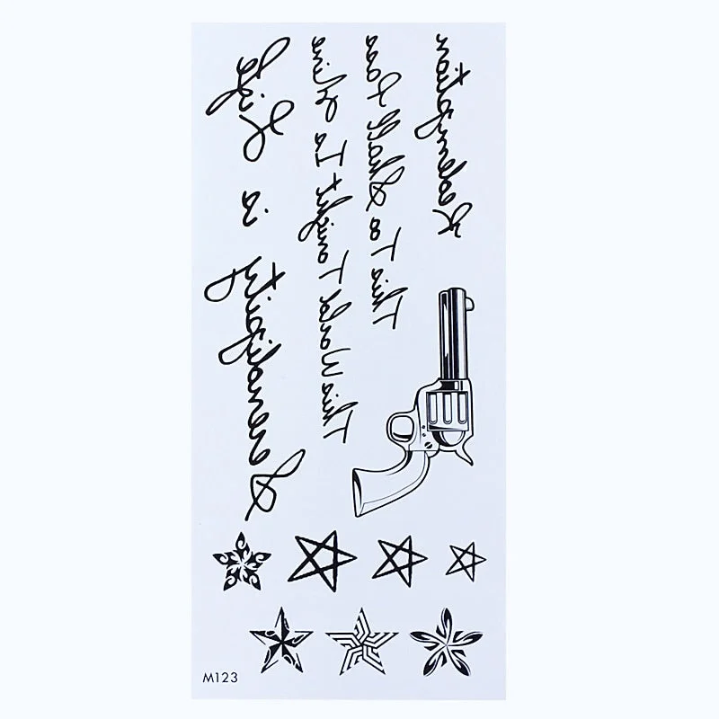 Temporary English Word Tattoo Stickers Black Letters Body Art Tattoos Sticker Waterproof For Temporary Tattoos