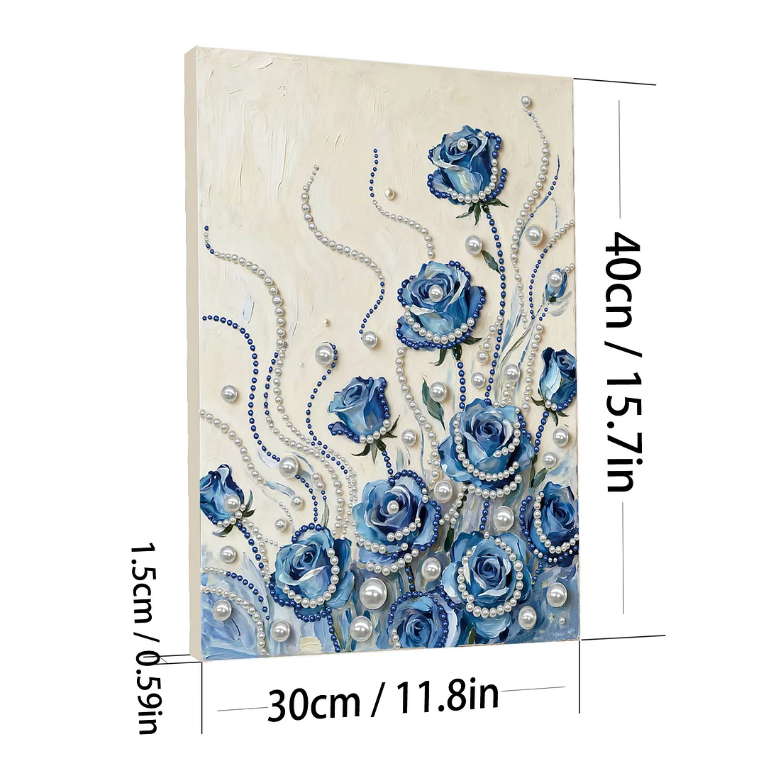 Blue Flowers DIY Pearl Diamond Art Kit for Adults Home Decor With Frame 30x40cm