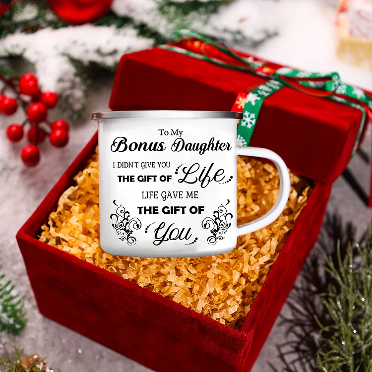To My Bonus Daughter Mug Set With Gift Box Christmas Birthday Gift Ceramic Coffee Mug for Daughter