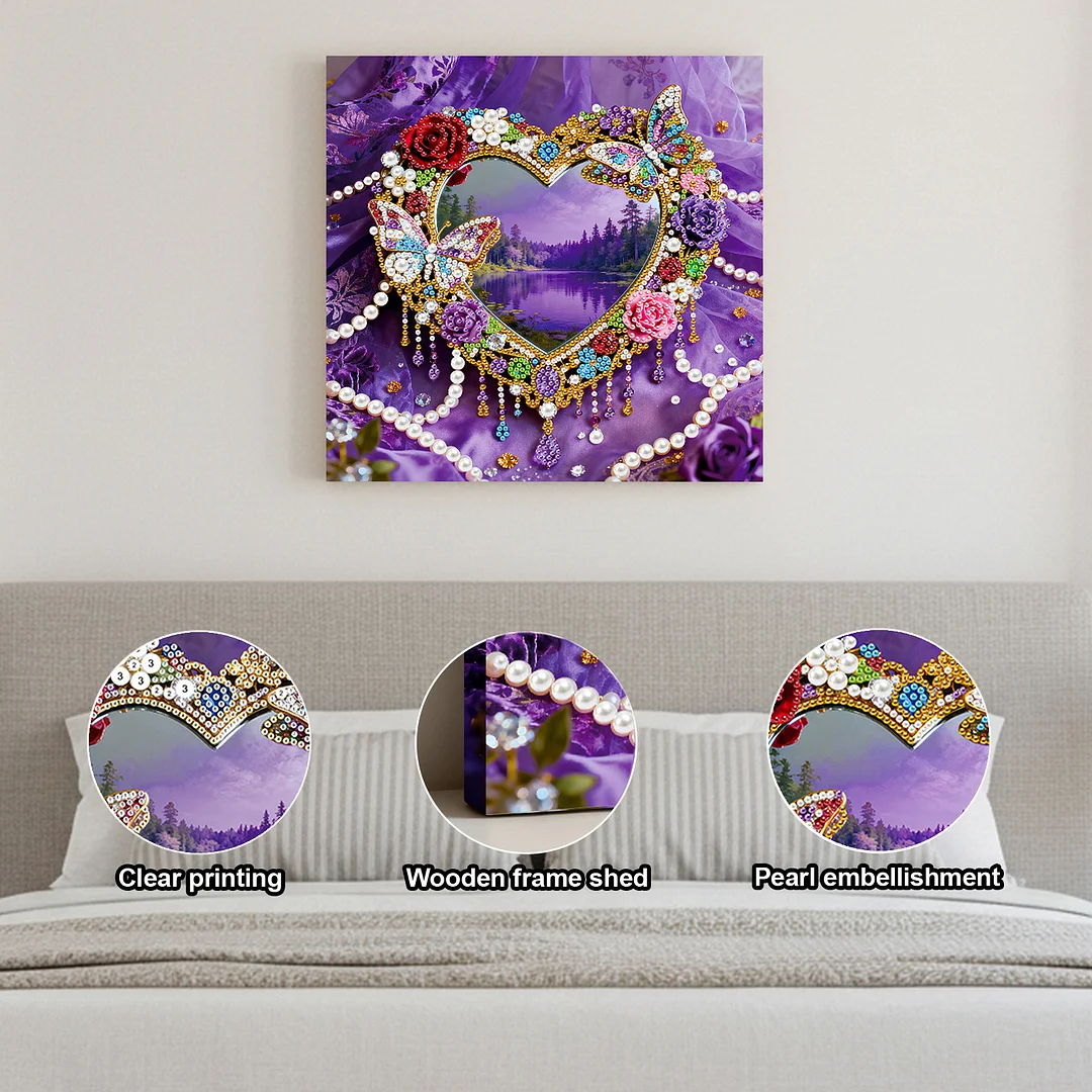 Heart DIY Pearl Art Diamond Painting Kit for Adult Home Decor 25x25cm With Frame