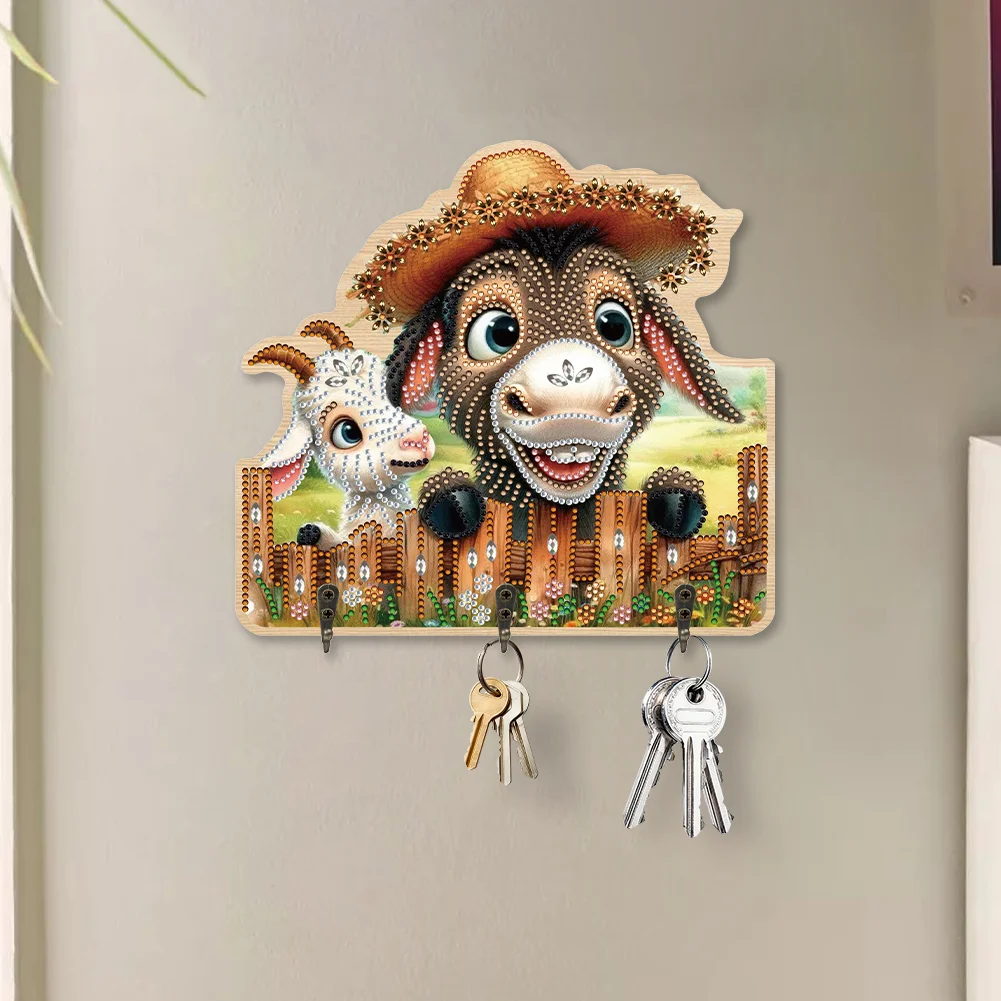 DIY Donkey 3 Hooks Diamond Painting Pet Hook Rail Diamond Art Hanging Hooks