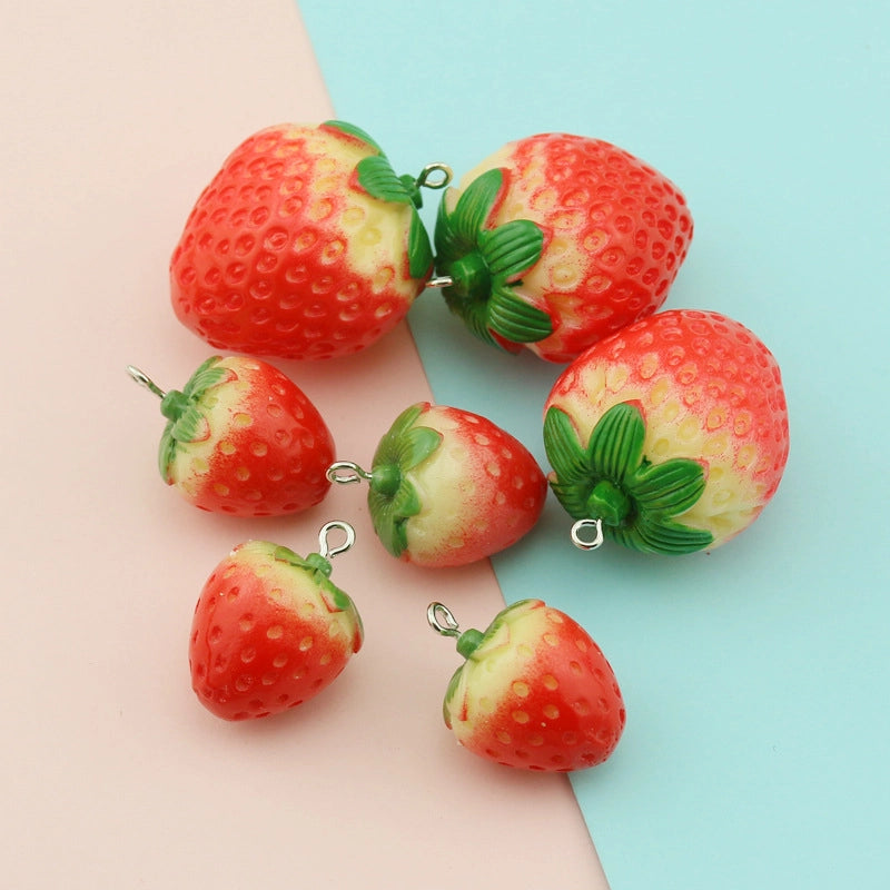 Resin Simulation Fruit Three-dimensional Mini Strawberry Earrings Bag Key Chain Pendant DIY Jewelry Accessories