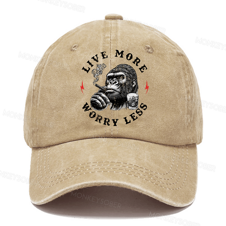 Personalized " Live More Worry Less " Custom Washed Baseball Caps