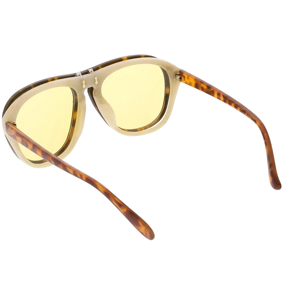 Men's Two Toned Flip-Up Aviator glasses Neutral Colored Lens 55mm
