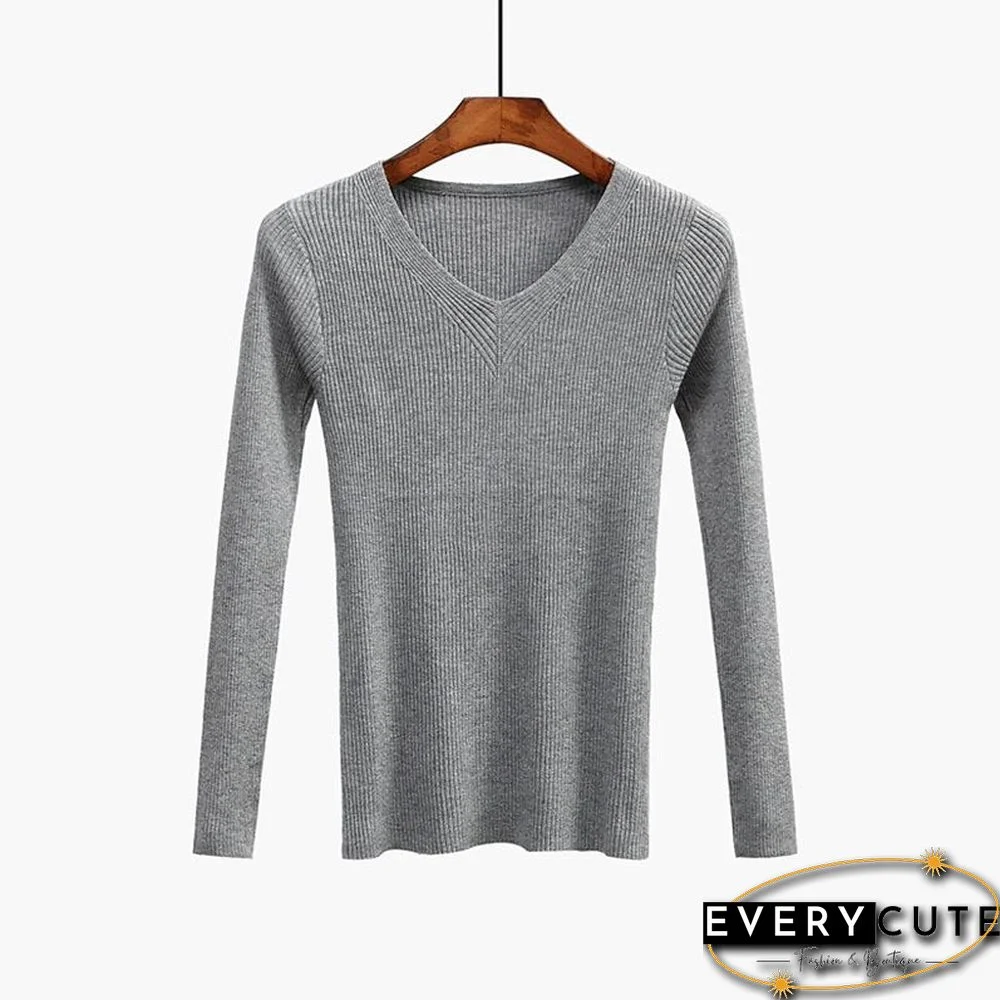 Christmas Gift V-Neck Women Sweater Slim Sexy Pullover New Autumn Winter Tops Women Knitted Pullovers Long Sleeve Shirt Female Brand