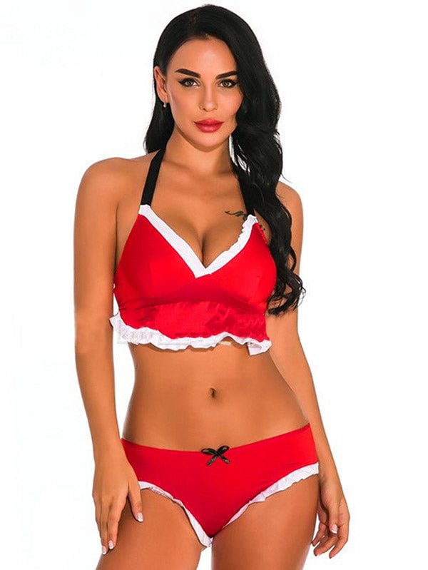 Red Lingerie Sexy Bra And Panty Set-elleschic