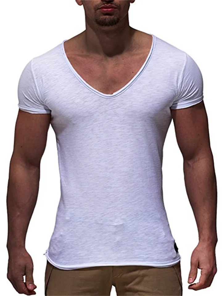 Men's T shirt Tee Tee Plain Round Neck Fitness Gym Short Sleeve Clothing Apparel Streetwear Sportswear Work Basic-Cosfine