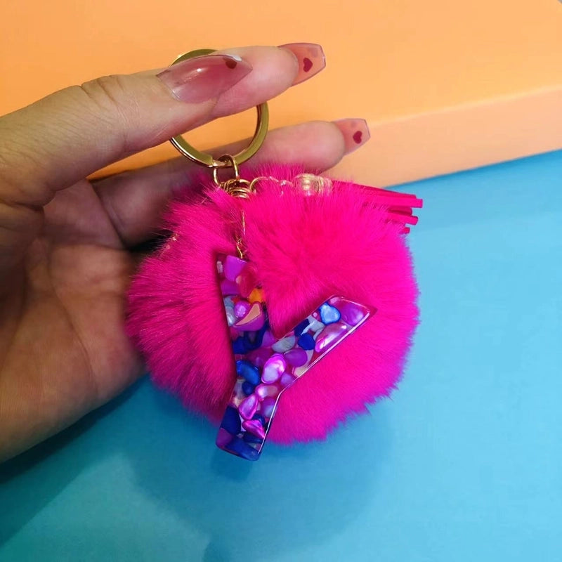 Minimalist Commute Letter Hairball Resin Unisex Bag Pendant Keychain