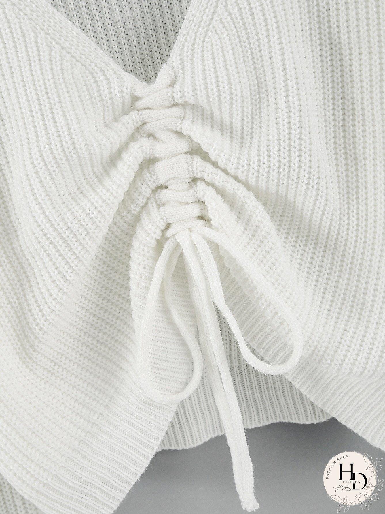 Drawstring Front Drop Shoulder Sweater