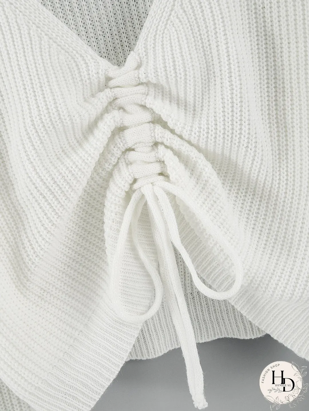 Drawstring Front Drop Shoulder Sweater