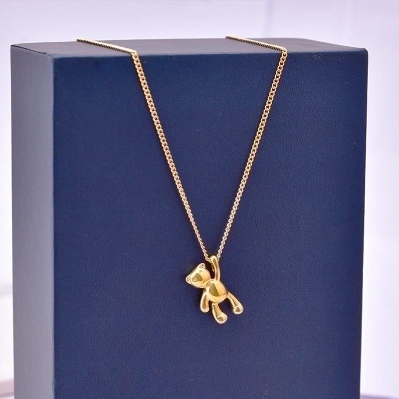 Cute Bear Titanium Steel Plating Necklace