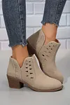 Women's Elegant Cut Out Suede Pointed Toe Heeled Ankle Boots