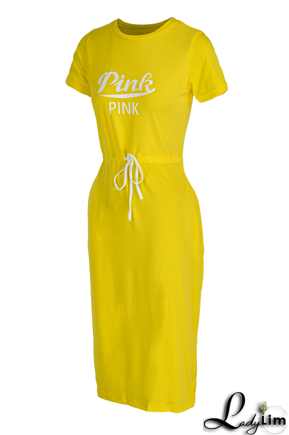 Green Casual Print Letter O Neck Waist Skirt Dresses