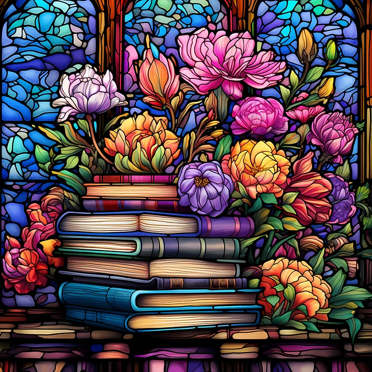 Book Art Glass Painting 30*30CM(Canvas) Full Round Drill Diamond Painting gbfke