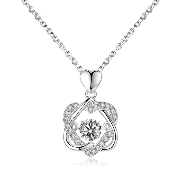 For Granddaughter - S925 Side by Side or Miles Apart We're Connected by Heart Love Knot Necklace