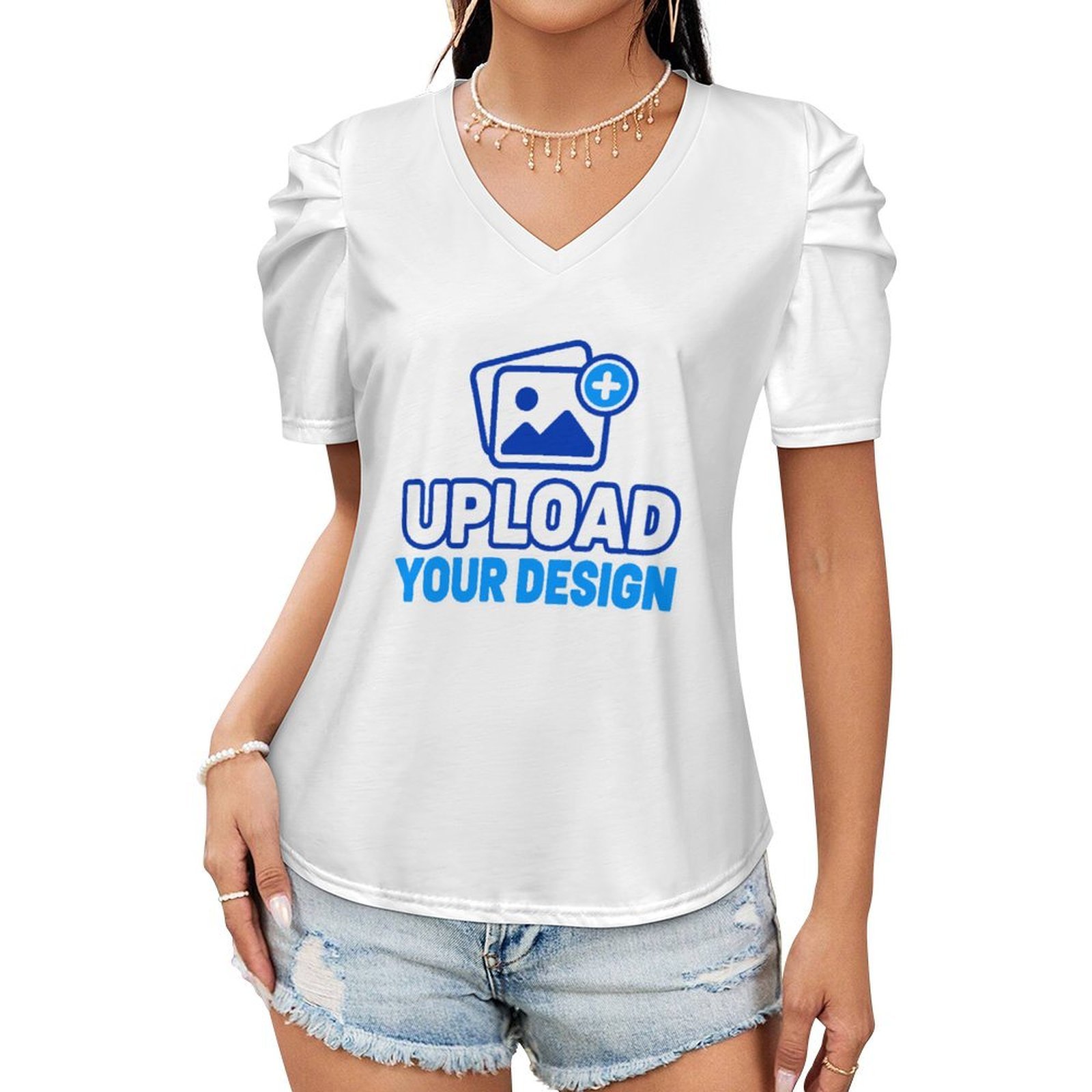 Bubble-Sleeve Short-Sleeve Top custom full-print product view 8
