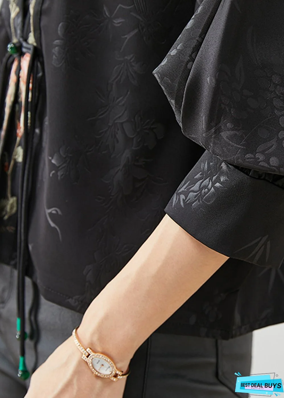 Vintage Black Embroideried Tasseled Silk Cardigan Spring