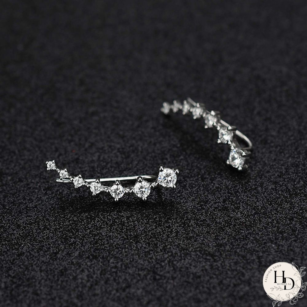7 Crystals Ear Cuffs Hoop Climber Fashion Party Earrings Hypoallergenic Earring