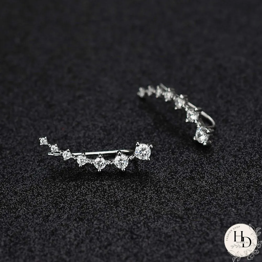 7 Crystals Ear Cuffs Hoop Climber Fashion Party Earrings Hypoallergenic Earring