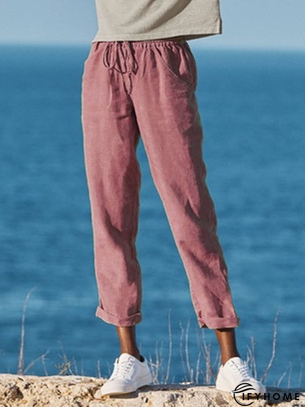 Solid Casual Loosen Cotton Blends Pants | IFYHOME