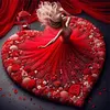 Heart Red Dress Girl-11CT Stamped Cross Stitch 40*40cm tapestrymarket
