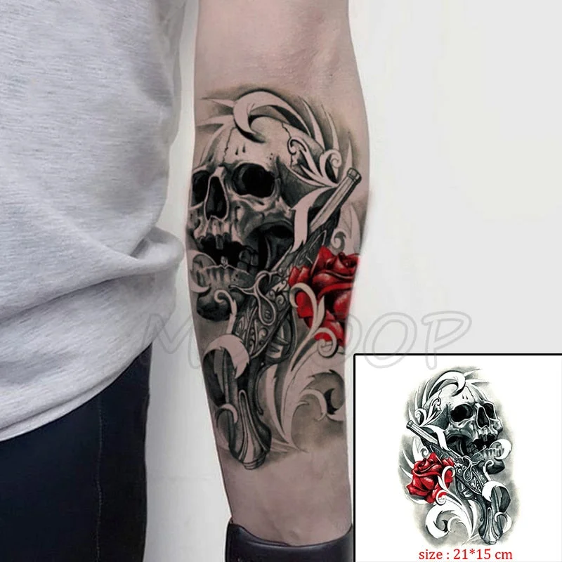 Waterproof Temporary Tattoo Sticker Pirate Ship Skull Flag Tatoo Water Transfer Fake Tatoo Flash Tatto Woman Man Kid 14.8*21 Cm