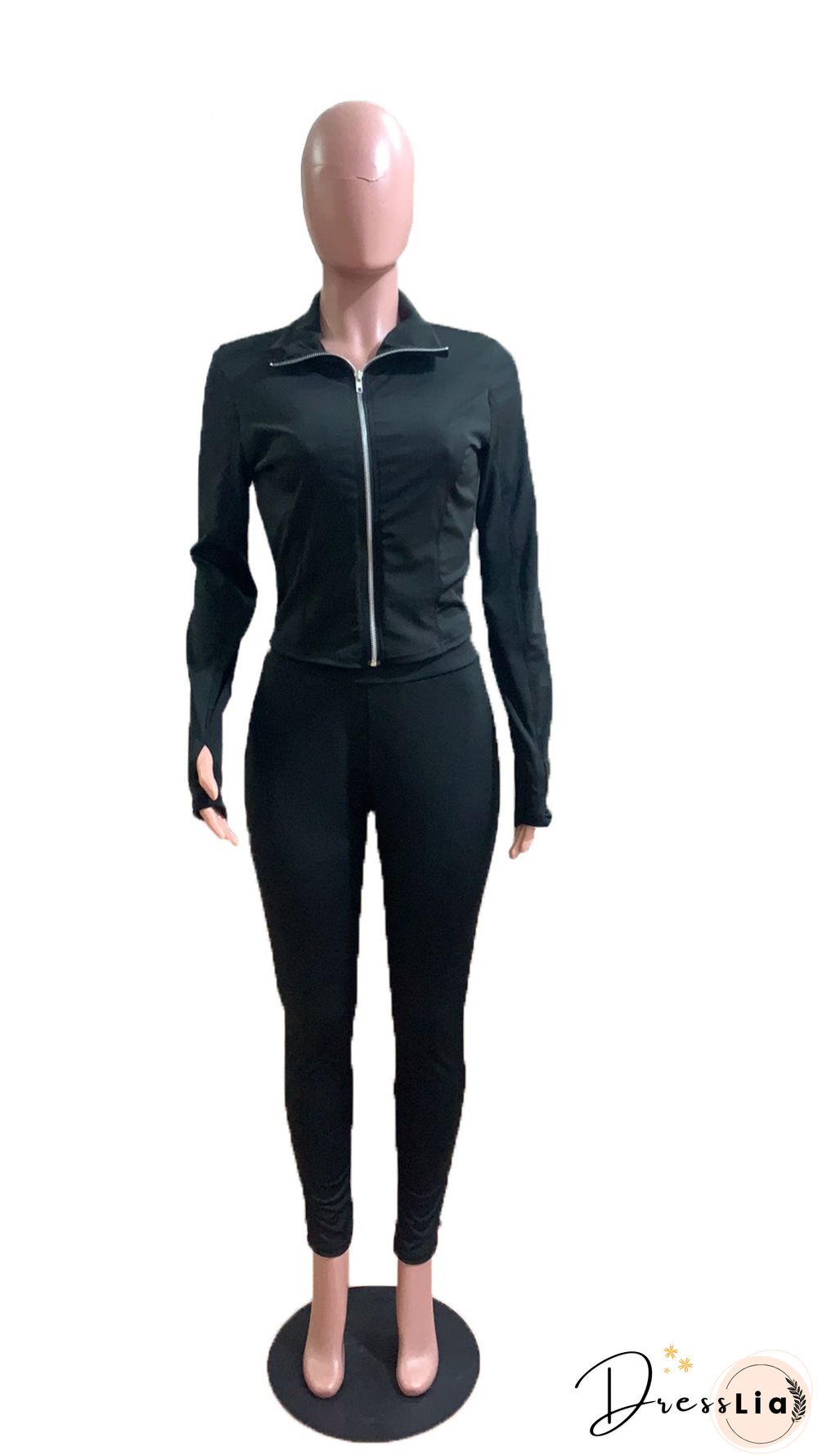 Sportswear Long Sleeve Jacket Pencil Pants Set