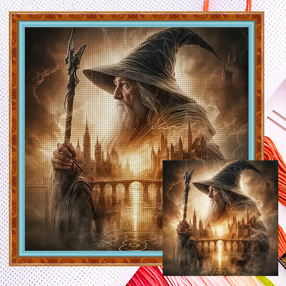 Silhouette - Lord of the Rings Gandalf Full 11CT Counted Canvas(45*45cm) Cross Stitch
