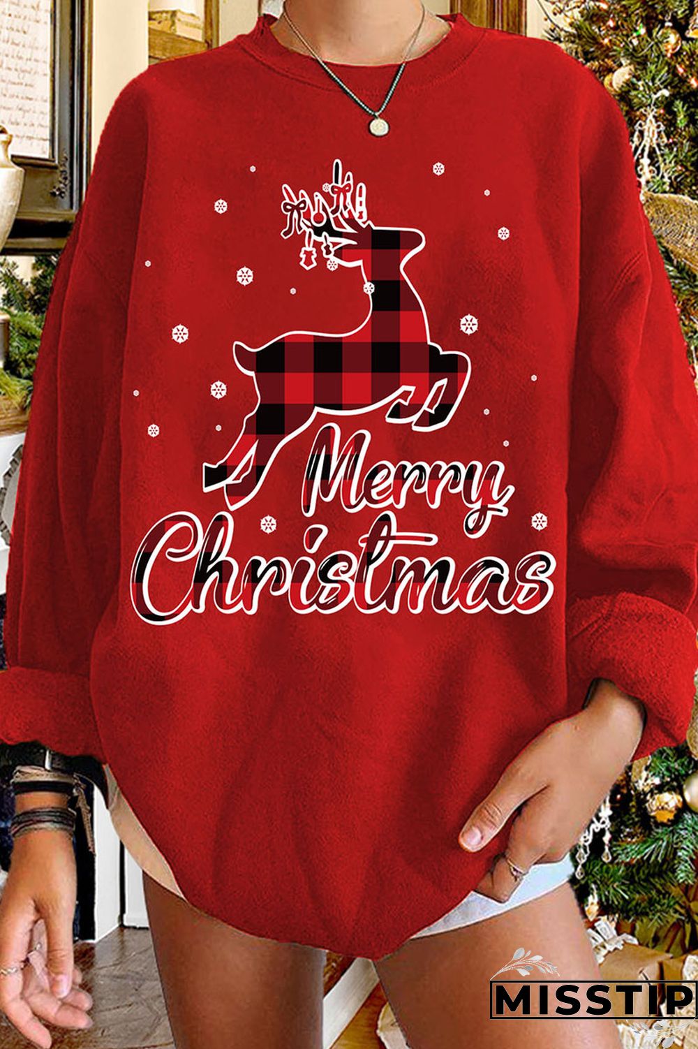 Red Casual Street Print Patchwork Tops