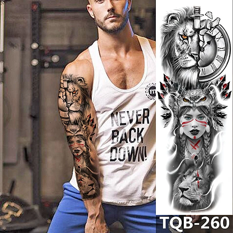 1Pcs Extra Large Temporary Tattoos Full Arm and Black Fire Arm Tattoo Sleeves for Men Women