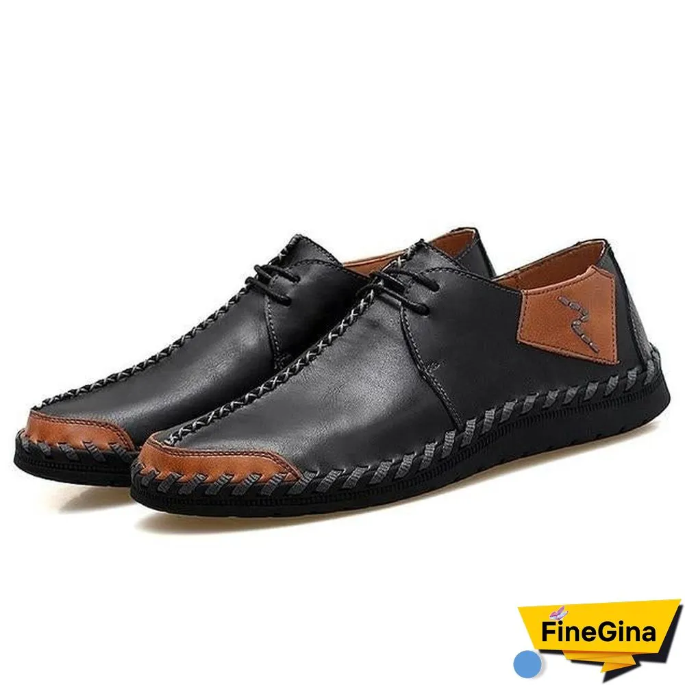 Men Casual Cow Leather Light Comfortable Split Leather Flats Shoes