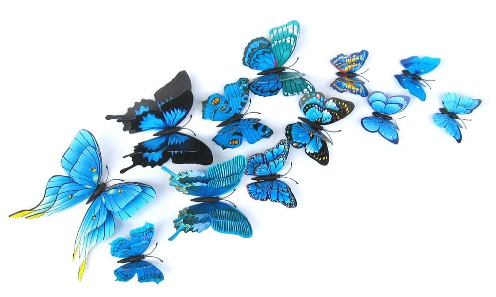 12pcs Butterflies Wall Sticker Decals Stickers on the wall Refrigerator Magnet Home Decorations 3D Butterfly PVC Wallpapers