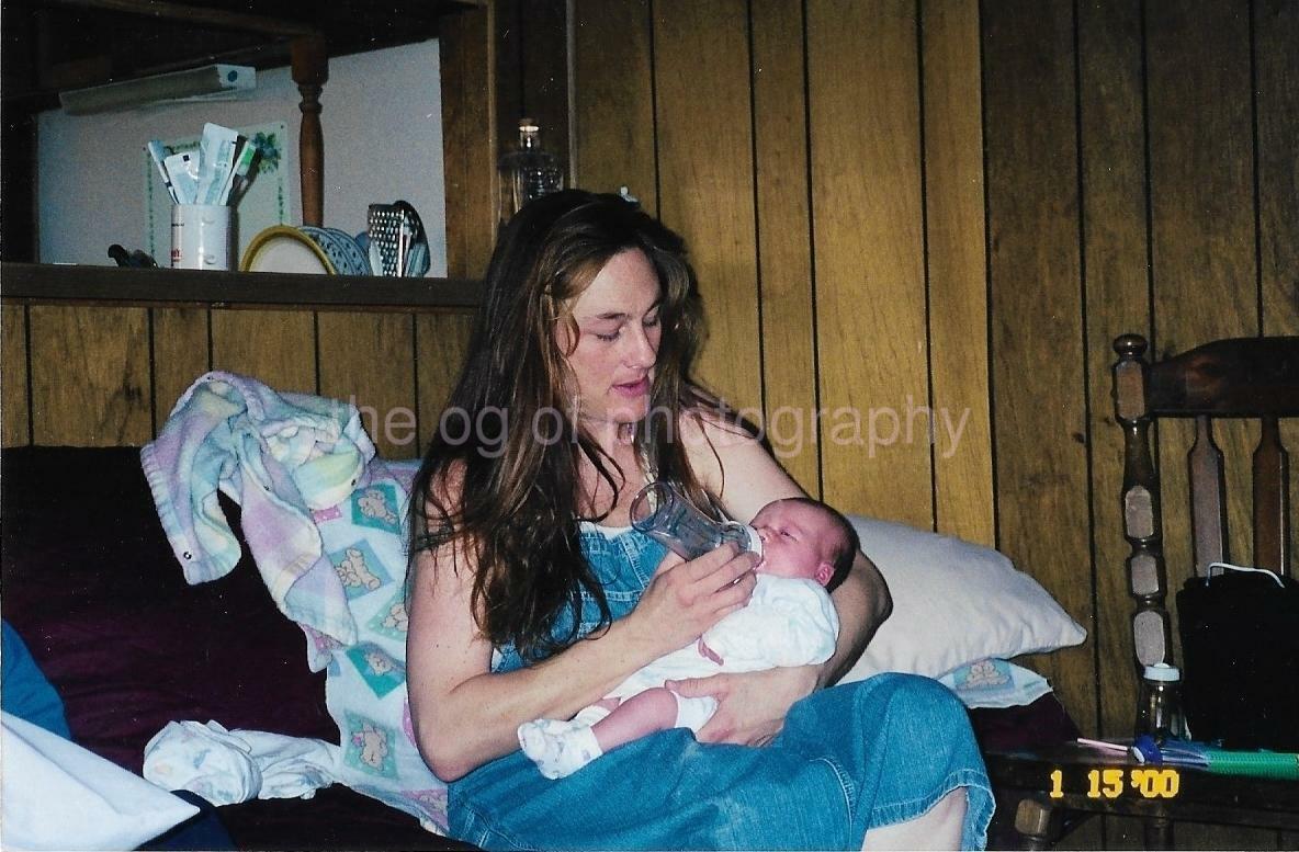 Mother + Baby FOUND Photo Poster painting ColorOriginal Snapshot VINTAGE 06 8 T