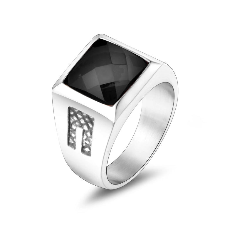 Retro Classic Style Color Block 304 Stainless Steel Polishing Artificial Gemstones Zircon Men’s Rings