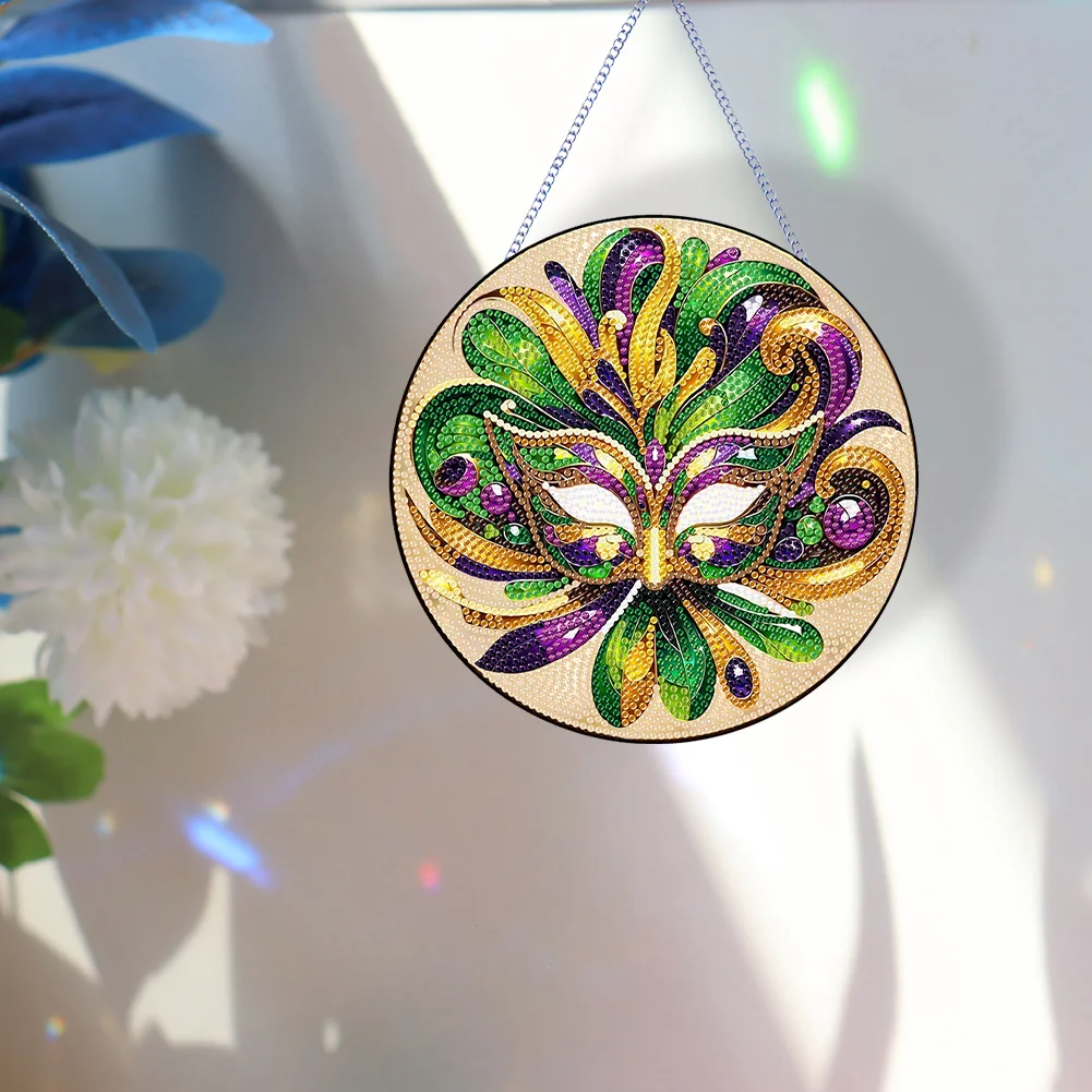DIY St Patrick Mask Acrylic Wreath Diamond Painting Hanging Pendant Wall Decor