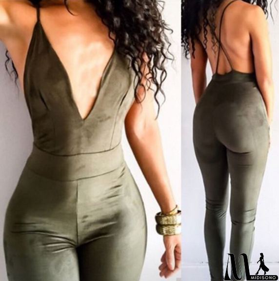 MidiSono - SEXY V-NECK SLING JUMPSUIT