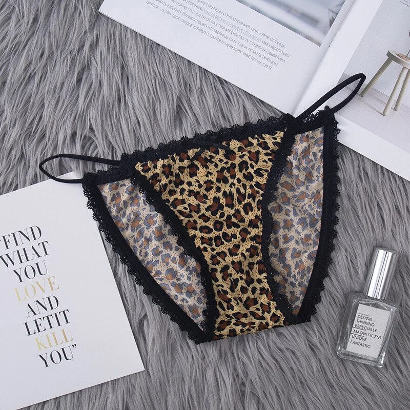 2020 new fashion women sexy leopard lace panties seamless underwear panties for girls leopard ice silk bikini bikini cotton C tr