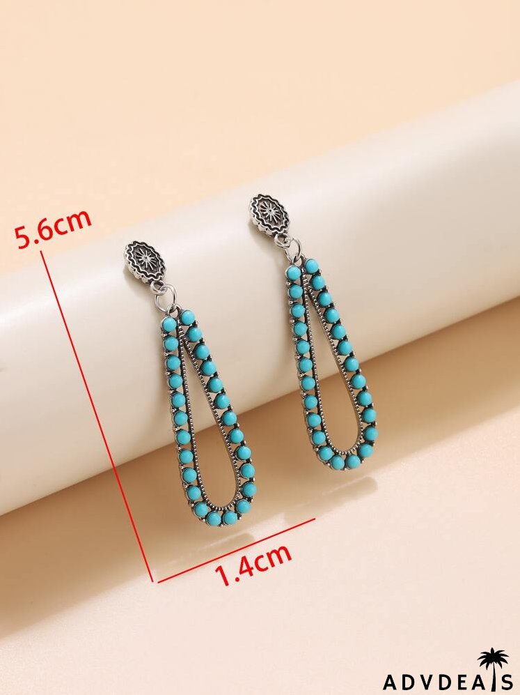 Bead Decor Hollow Out Water Drop Earrings
