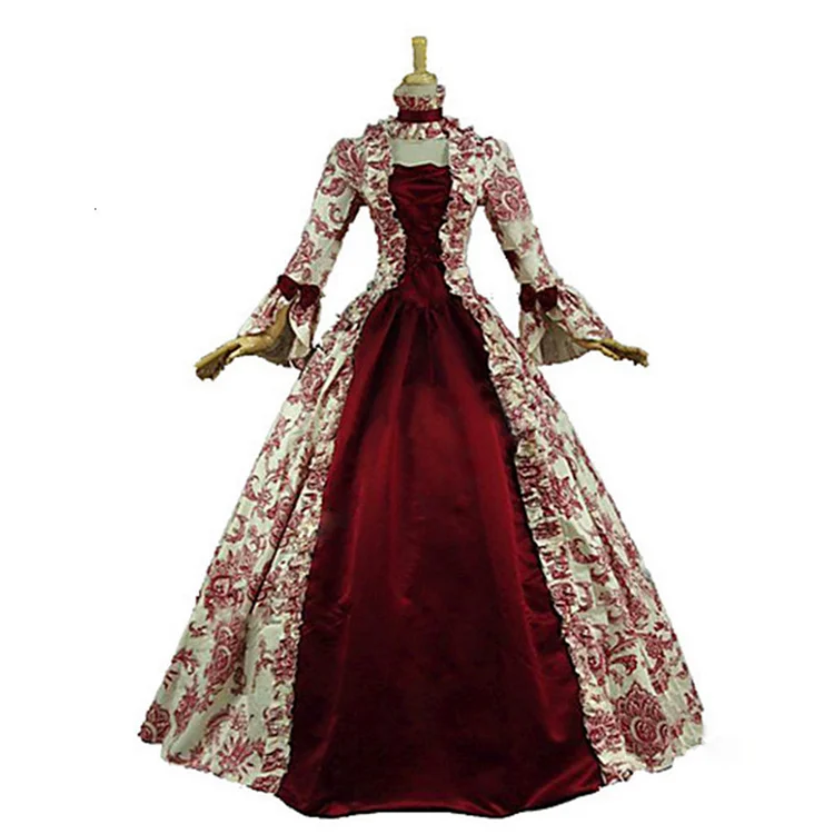 Elegant Vintage Floral Print Color Block Bell Sleeve Evening Dress