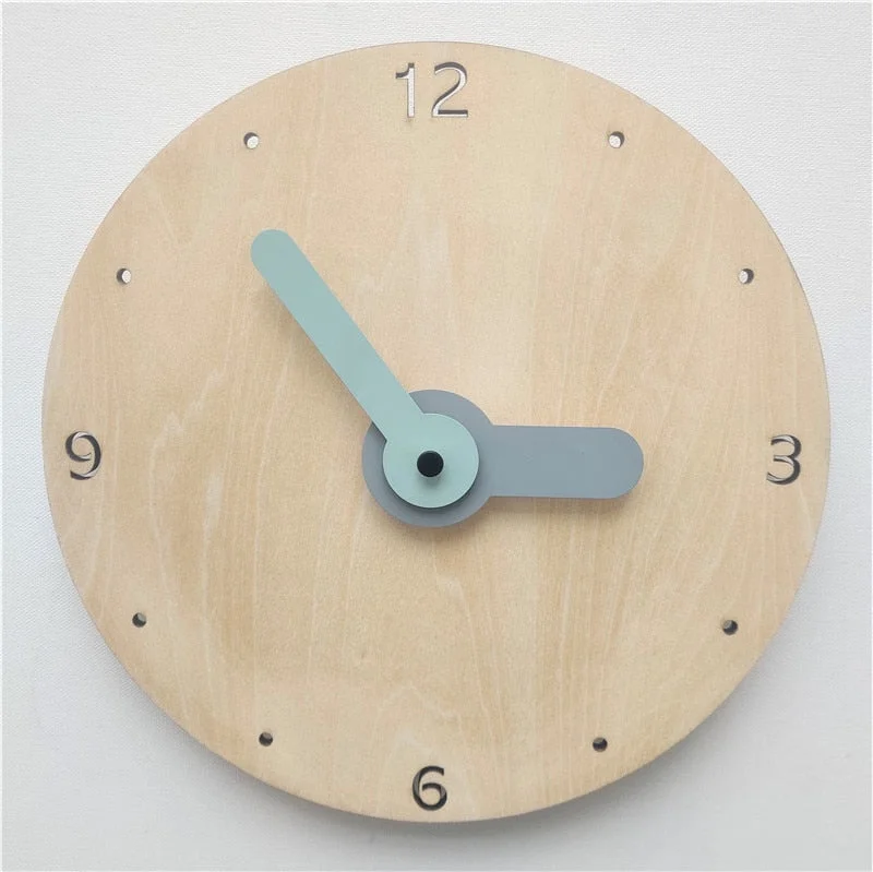 INS Nordic Minimalist Wood Wall Clock Baby Kids Room Decorations Figurines Wooden Mute Clocks Living Room Wall Decor Photo Props